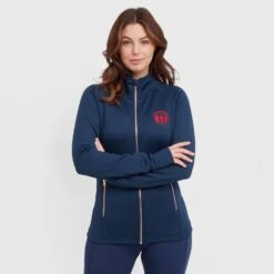 Women’s Zip Fleece In Dark Blue