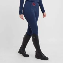 Women's Knee Patch Riding Tights In Dark Blue